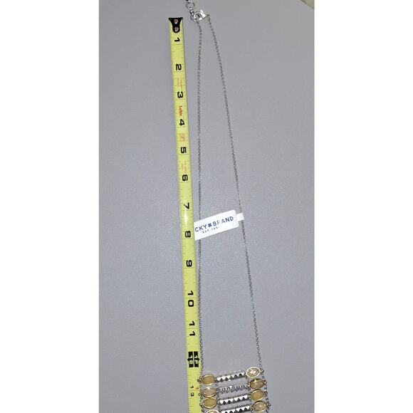 Lucky Brand Vintage Ladder Burst Fringe Necklace | Silver & Gold Mixed Metals - Picture 3 of 7